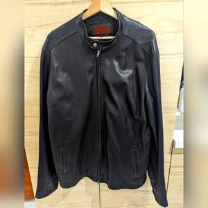 Collarless Leather Jacket
